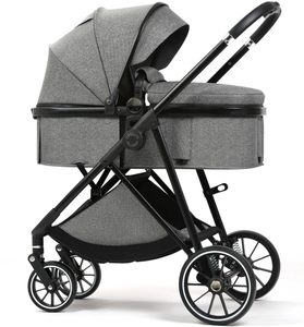Carrito de Bebé de Lino de Alta Calidad en Oferta, Plegable, Portátil, de Lujo, con Diseño de Paisaje Alto, Marco de Aleación de Aluminio, 4 Ruedas - Product Image 1