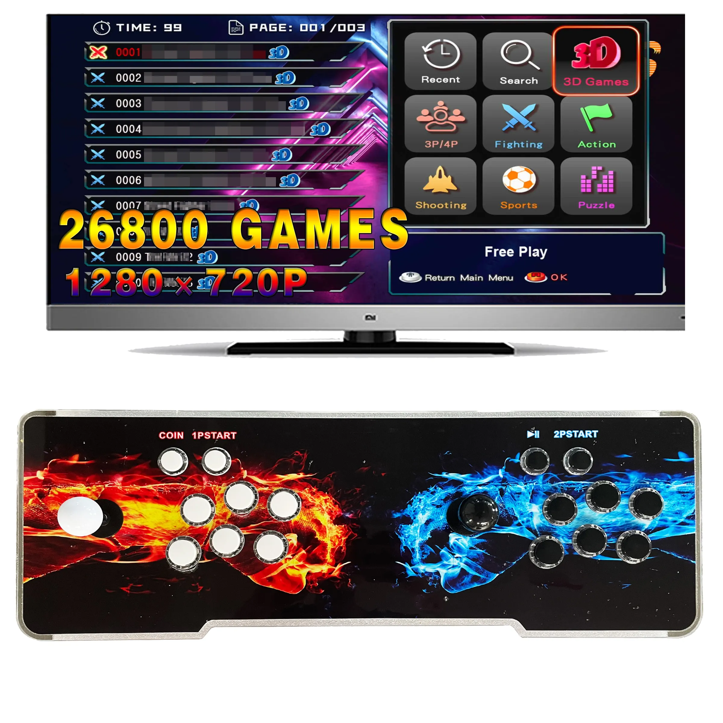 Home's latest Pandora box has 26800 games in 2 players' 3D game consoles retro arcade game consoles