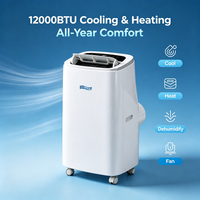 Condizionatore d'Aria Portatile Caldo/Freddo 12000BTU con Refrigerante R290, 4 in 1: Raffreddamento, Riscaldamento, Deumidificazione, Ventilazione, AC Mobile per Casa e Stanza