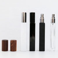 Flacon Carré en Verre Vide 5ml 10ml 15ml pour Parfum Huiles Essentielles, Vaporisateur Atomiseur avec Bouchon Brillant Or Argent