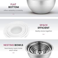 Ensemble de bols mélangeurs en acier inoxydable avec couvercles – Essentiels pour la cuisine et la pâtisserie à la maison – Bols à salade en métal – Indispensables pour la maison