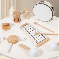 Montessori Toys Orff Percussion Instrument 8-piece Set Solid Wood Maracas Baby Rattles for Kids Educational Music Toys