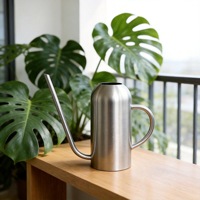 Arrosoir en acier inoxydable à long bec D6193, capacité 1,5 L, débit d'eau réglable, pour balcon et entretien des plantes domestiques