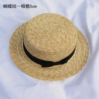 Chapeau de paille pour enfants, à large bord, avec nœud et ruban, style Fedora, pour la plage et l'été