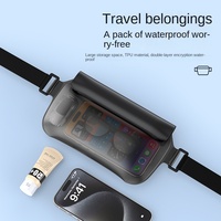 Sac banane étanche en PU avec fermeture à cordon pour téléphone portable, utilisation en natation et au bord de la mer, étui photo transparent tactile
