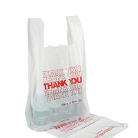 Sacs en plastique PE pour supermarché, type T-shirt, avec poignée, vente en gros d'usine, impression de logo 'Merci'