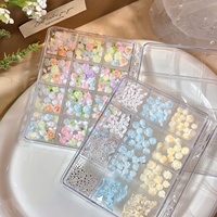 6/12 Gird Rose dan aksesoris kuku campuran perhiasan kupu-kupu, bunga kamelia musim semi dan musim panas, resin 3D, mutiara, aksesoris seni kuku