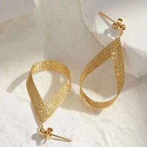 Boucles d'oreilles pendantes uniques en forme de goutte d'eau, en or jaune 18 carats, style italien moderne, pour femme, par Xinfly Diy - Product Image 3