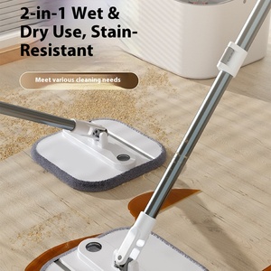 Venta al por mayor de fábrica, limpiador mágico giratorio para el hogar, mango de limpieza giratorio de microfibra, juego de cubo, fregona plana - Product Image 5