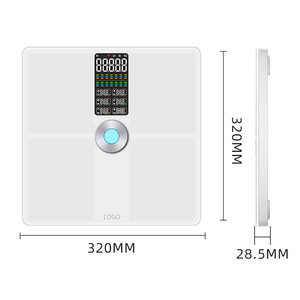 Pèse-personne intelligent avec Bluetooth, panneau en verre trempé 320 mm x 320 mm x 28,5 mm, pour la gestion du poids à domicile - Product Image 1