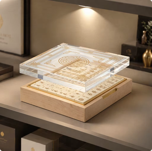 Boîte à Mahjong design moderne, couvercle en acrylique transparent avec base en bois massif et fermeture magnétique pour une décoration intérieure <span class=keywords><strong>de</strong></span> luxe - Product Image 3