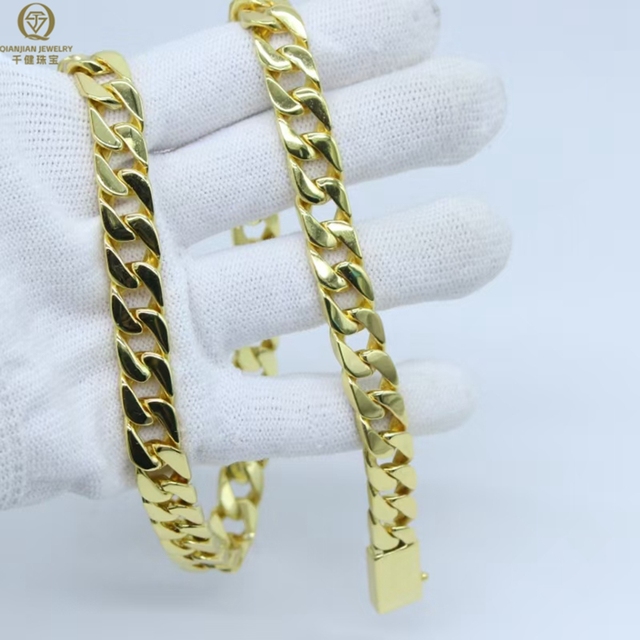 Custom Fashion Vintage Chain Gold Plating Cuban Necklaces 10mm Chunky Real 925 Silver Cuban Link Chain for Men Jewelry