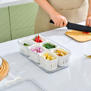 Multifunzione <span class=keywords><strong>frigo</strong></span> Organizer scatola di immagazzinaggio con cestini drenanti, <span class=keywords><strong>frigo</strong></span> scatole di immagazzinaggio contenitori trasparente PET con coperchi - Product Image 5