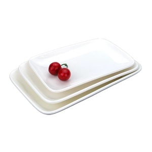 Assiette rectangulaire en céramique, couleur unie blanc pur, pour sushis, en-cas, nouilles de riz, plats d'hôtel. - Product Image 5