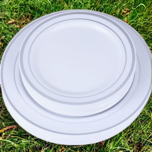Tabletex Ensemble de Plats de Présentation Jetables Dorés Élégants, <span class=keywords><strong>Assiettes</strong></span> de Dîner Économiques pour Mariages, en Plastique Dégradable Or Antique Décoratif - Product Image 3