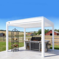 Pergola bioclimatique à toit rétractable à lames orientables, pergola bioclimatique 3x5 motorisée et réglable