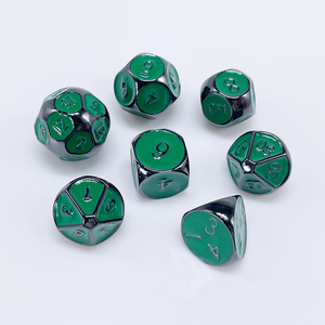 Jeu de 7 dés polyédriques personnalisés en émail vert solide Jeu du MDN Dés en métal pour donjons et dragons - Product Image 1
