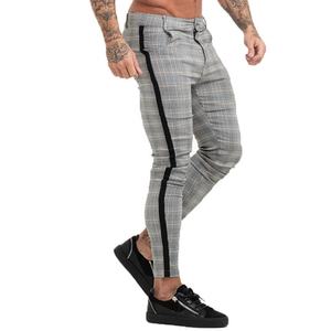 กางเกงวอร์มของผู้ชายกางเกงลายตารางทรงสกินนี่เข้ารูป - Product Image 6