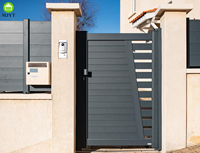 Portail battant simple en aluminium à design moderne personnalisé, clôture de ferme, modélisation 3D - Écologique, résistant à la décomposition et à la corrosion, pour jardin