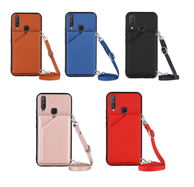 Card Wallet+Long Rope Soft PU Leather Bag Case Cover for Vivo Y17 Y15 Y12 U10 Y11 Y3