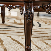 Table basse moderne classique simple en bois massif sculpté finition noyer durable pour salon, options de taille 1,4 et 1,6 mètre