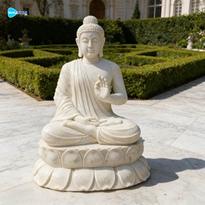 Estatua de Buda de Mármol Tallada a Mano <span class=keywords><strong>para</strong></span> Decoración de Jardín y Parque, Diseño Europeo, Duradera - Product Image 4