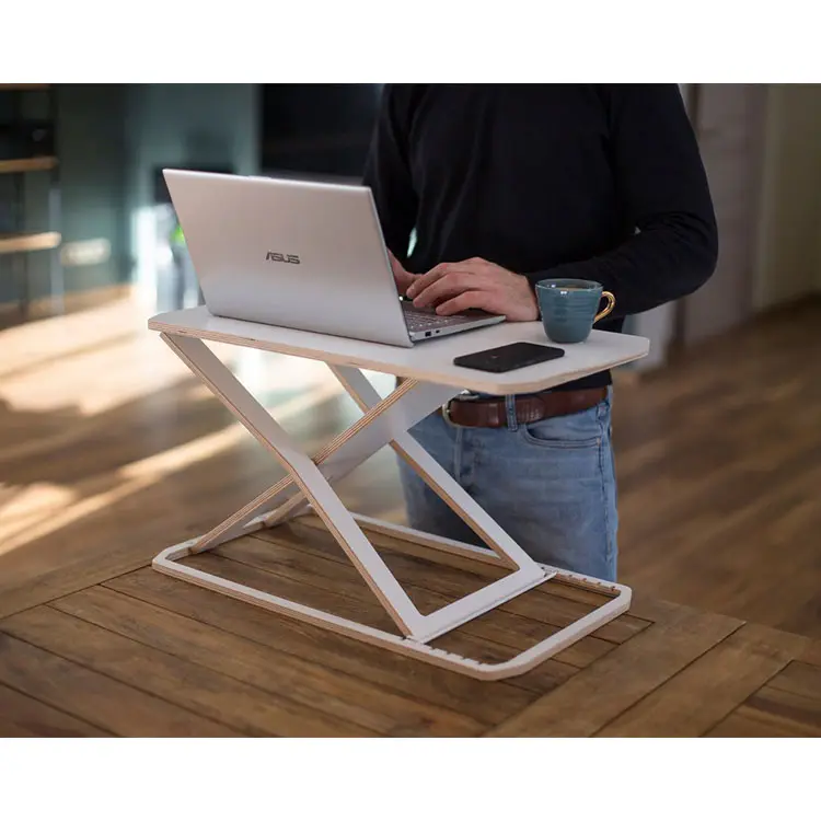 ポータブル屋内サイクリングトレーナーテーブル高さ調節可能なワークステーション木製デスクトップシットスタンドテーブル変換ラップトップスタンディングデスク