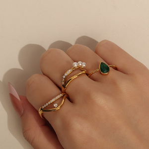 Anillo de Boda Unisex de Diseño Clásico y Simple, con Circonita Verde Creada en Laboratorio, Acero Inoxidable, Chapado en Oro de 18K, Certificado AIGS - Product Image 6