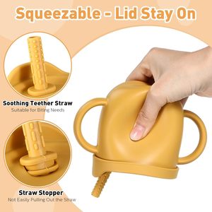 Gobelets d'entraînement d'apprentissage antidérapants pour tout-petits <span class=keywords><strong>Gobelet</strong></span> à collation en silicone sans BPA 2 en 1 <span class=keywords><strong>Gobelet</strong></span> à <span class=keywords><strong>bec</strong></span> avec paille et couvercles pour enfants - Product Image 5