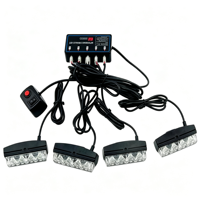 Lampe de signalisation d'urgence LED 4-en-1 à grille, 15 modes de clignotement, 16W haute luminosité, indice IP65, multicolore pour la nuit