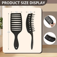 Gmagic Outils de coiffure Brosse à cheveux de massage en nylon plastique de couleur noire Brosse à cheveux incurvée pour un séchage plus rapide