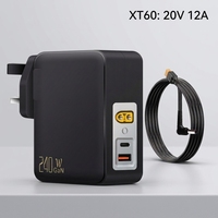 Adaptateur secteur de remplacement, prise murale britannique XT60 20V 12A 240W PD3.1 Gan, chargeur d'alimentation rapide pour ordinateur portable Dell Fwcrc Alienware R17 R2