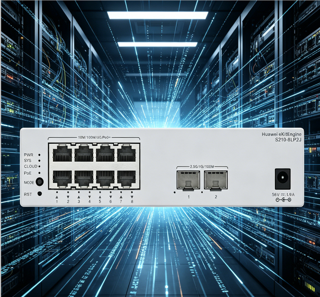 HUAWEIW S210-8LP2J 8+2-Port Gigabit PoE+ Web-Managed Switch, 32W Budget, Fanless
