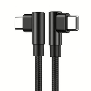 สายชาร์จข้อมูลแบบถักไนลอนโลโก้ปรับแต่งได้ หัวงอ Type-C to Type-C รองรับการชาร์จเร็ว 60W สายชาร์จโทรศัพท์ USB C - Product Image 1
