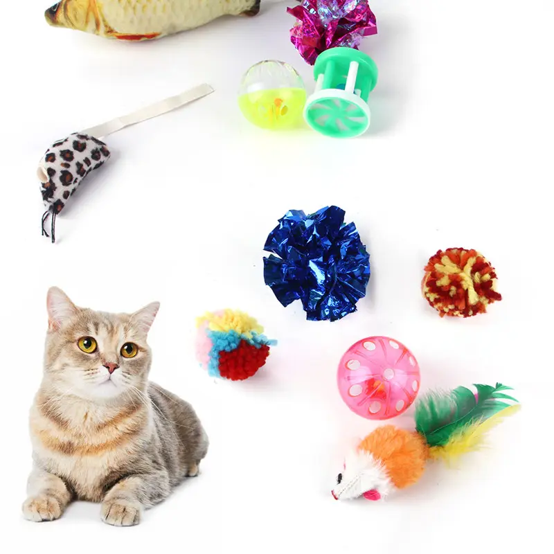 Juego interactivo de juguetes para gatos, campana de juguete para gatos, cuerda de felpa divertida, ratón, varias combinaciones de plumas, gran oferta