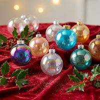 Ornements de Noël personnalisés avec logo en PET, effet verre transparent, décorations de fête pour entreprises