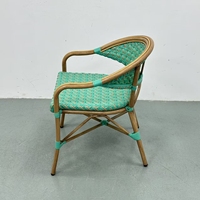 Chaise de jardin en rotin tressé turquoise, résistante aux UV, fauteuil de bistrot pour terrasse extérieure