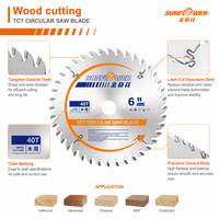 Lame de scie circulaire TCT de haute qualité de 6 pouces (150 mm) avec pointe en carbure de tungstène pour la coupe du bois dur, du contreplaqué et du MDF