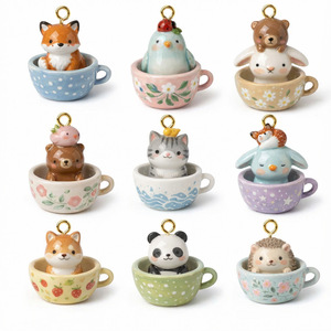 Colgante de animal pintado en cobre, bonito dije de margarita, llavero con mosquetón, adorable panda y zorro, tendencia de moda, joyería colgante para mascotas - Product Image 1