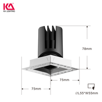 LISHAN UGR17 IP54 Downlight LED COB encastré anti-éblouissement en aluminium pour intérieur commercial 12W