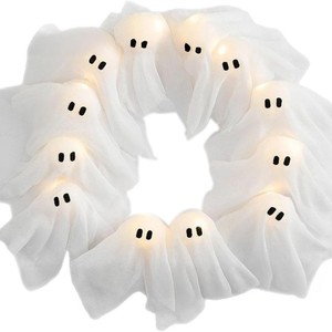 พวงมาลัยผีผ้าทำมือเรืองแสงในที่มืด ตกแต่งประตูวันฮาโลวีนสุดหลอน สำหรับงานปาร์ตี้ในร่มและลานบ้าน - Product Image 6