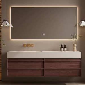 Manufacturer Customized 80cm 100cm 120cm 160cm Floating Integrated Basin Bathroom <strong>Vanity</strong> Cabinet Oak Bathroom <strong>Vanity</strong> - Product Image 3
