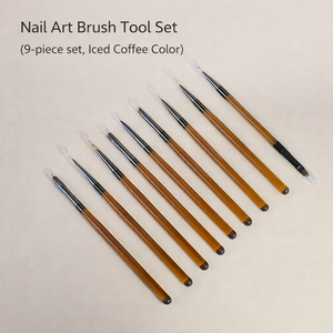 Ensemble de 9 pinceaux à ongles personnalisables avec manche en acrylique, poils en nylon doux et durables, pour liner ovale, lignes fines et détails, outil de manucure - Product Image 1