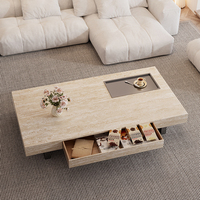 Table basse carrée suspendue contemporaine en marbre noir rose de qualité supérieure, style minimaliste italien, table de salon de luxe