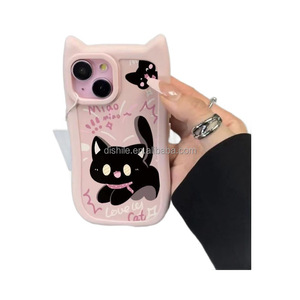Coque de protection d'oreille de <span class=keywords><strong>chat</strong></span> personnalisable pour iPhone 16 Pro Max Coque de téléphone <span class=keywords><strong>petit</strong></span> <span class=keywords><strong>chat</strong></span> <span class=keywords><strong>noir</strong></span> pour iPhone 15/14 Pro - Product Image 5