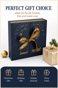 Custom Navy Blue Advent <b>Calendar</b> Box with Double Door Rigid Cardboard Christmas Blind Box Mystery Packaging Gift Wholesale - Product Image 5