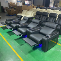 Luxus Einzels itz elektrische Kopfstütze Liege Heimkino Sofa Diamant Theater Möbel Echt leder Stuhl Wohnzimmer Sofa