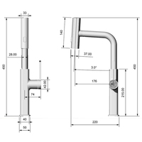 Mélangeur moderne chaud et froid de pluie volante robinets de cuisine à tirette en laiton 360 buse rotative robinet de cuisine chromé à cascade
