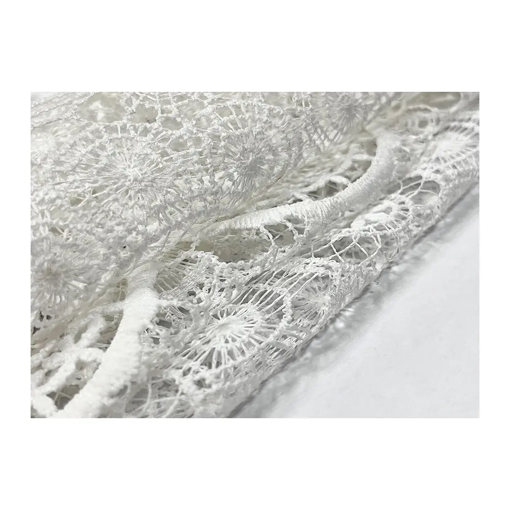 Lüks 3d çiçek gelin kıyafeti akşam beyaz tül dantel kumaş nakış için düğün elbisesi