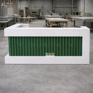 Barra de <span class=keywords><strong>Bar</strong></span> Moderna para Restaurante, Personalizada, de Corian Blanco y Azulejos de Cerámica Verde, en Forma de L, para Clubes Comerciales, Eventos, Cafeterías, Hoteles - Product Image 5